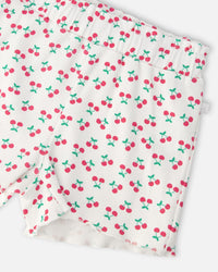 Rib Shorts White Printed Cherries - H30L28_3H142