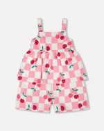 Organic Cotton Jersey Romper Pink Printed Cherries - H30L40_3H140