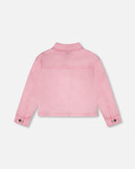 Pink Denim Jacket With Embroidered Patches - H30L50_06050