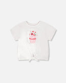 Organic Cotton Jersey T-Shirt With Tie At Waist White - H30L70_01000