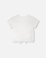 Organic Cotton Jersey T-Shirt With Tie At Waist White - H30L70_01000