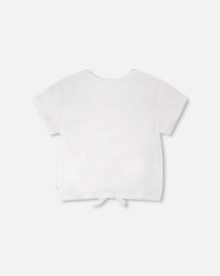 Organic Cotton Jersey T-Shirt With Tie At Waist White - H30L70_01000