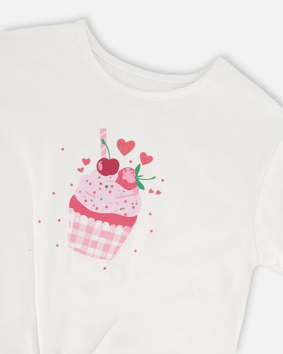 Organic Cotton Jersey T-Shirt With Tie At Waist White - H30L70_01000