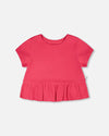 Rib Crop T-Shirt With Frill Pink - H30L71_06002