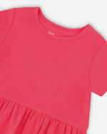 Rib Crop T-Shirt With Frill Pink - H30L71_06002