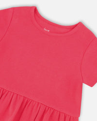 Rib Crop T-Shirt With Frill Pink - H30L71_06002