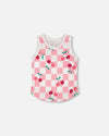 Organic Cotton Jersey Tank Top Pink Printed Cherries - H30L72_3H140