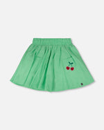 Organic Cotton Skort With Embroidery Green - H30L80_03820