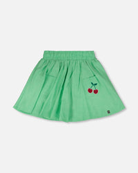 Organic Cotton Skort With Embroidery Green - H30L80_03820