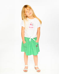 Organic Cotton Skort With Embroidery Green - H30L80_03820