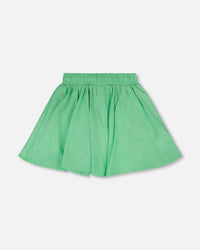 Organic Cotton Skort With Embroidery Green - H30L80_03820