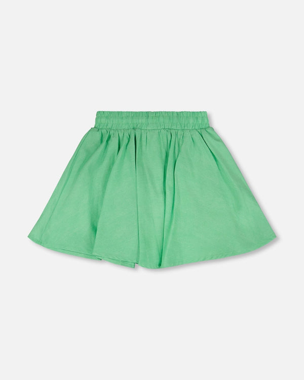 Organic Cotton Skort With Embroidery Green - H30L80_03820