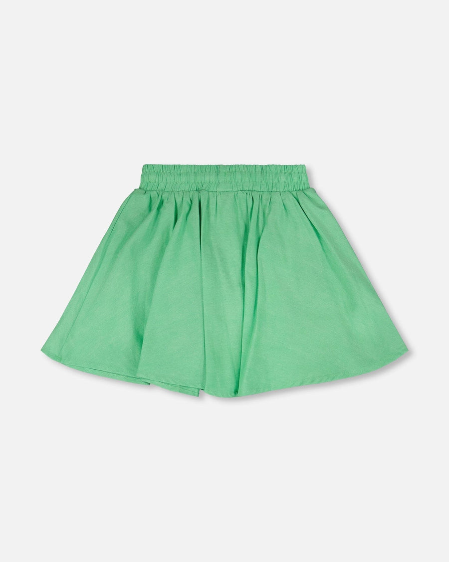 Organic Cotton Skort With Embroidery Green - H30L80_03820
