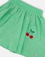 Organic Cotton Skort With Embroidery Green - H30L80_03820