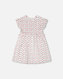 Cotton Rib Dress White Printed Cherries - H30L87_3H142