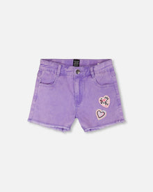 Mauve Denim Shorts With Embroidery - H30M27_05130
