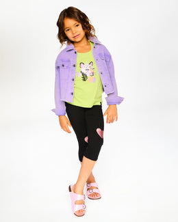 Mauve Denim Jacket With Embroidery - H30M50_05130