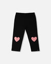 Organic Cotton Jersey Capri Black With Knee Foil Heart Print - H30M60_09990