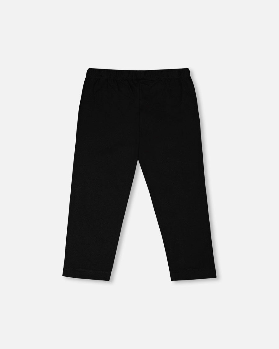 Organic Cotton Jersey Capri Black With Knee Foil Heart Print - H30M60_09990