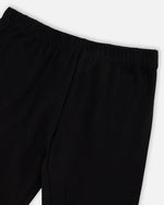 Organic Cotton Jersey Capri Black With Knee Foil Heart Print - H30M60_09990