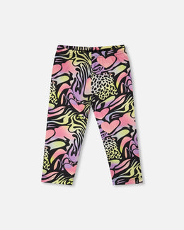 Organic Cotton Jersey Capri Black Printed Multicolor - H30M61_3H135