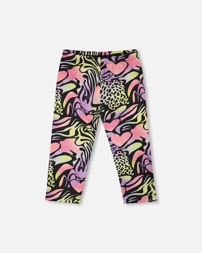 Organic Cotton Jersey Capri Black Printed Multicolor - H30M61_3H135