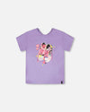 Organic Cotton Jersey T-Shirt Mauve With Sneakers - H30M70_05130