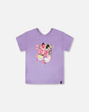 Organic Cotton Jersey T-Shirt Mauve With Sneakers - H30M70_05130