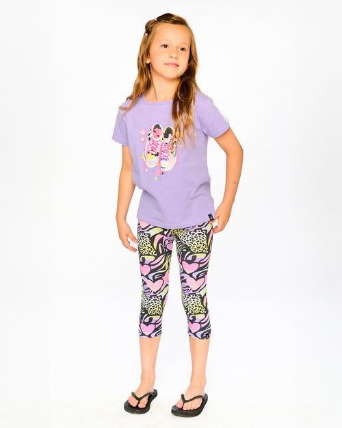 Organic Cotton Jersey T-Shirt Mauve With Sneakers - H30M70_05130