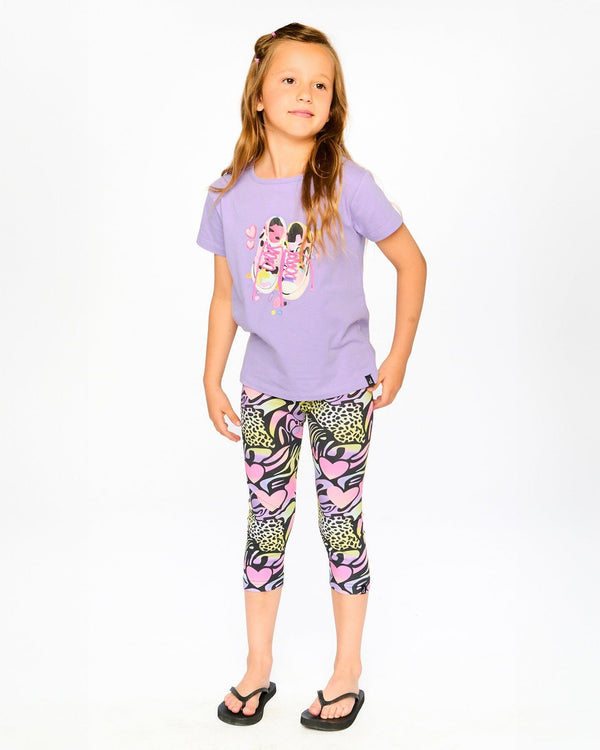 Organic Cotton Jersey T-Shirt Mauve With Sneakers - H30M70_05130