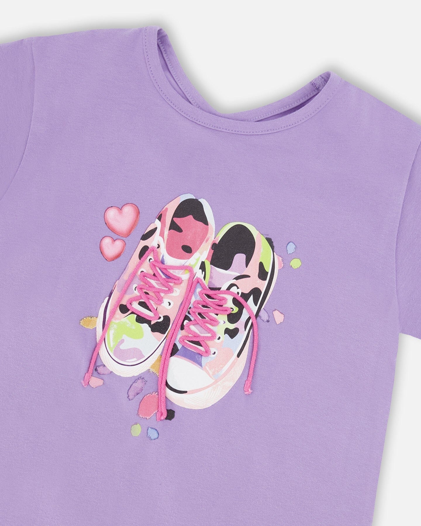 Organic Cotton Jersey T-Shirt Mauve With Sneakers - H30M70_05130