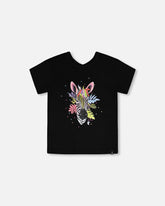 Organic Cotton Jersey T-Shirt Black With Zebra