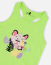 Organic Cotton Jersey Tank Top Lime Green With Screen Print - H30M71_03004