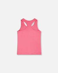 Organic Cotton Jersey Tank Top Pink With Screen Print - H30M71_06390