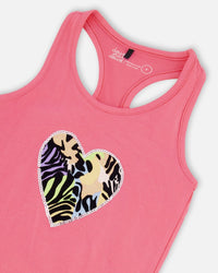 Organic Cotton Jersey Tank Top Pink With Screen Print - H30M71_06390
