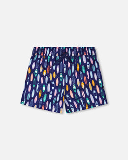 Boardshorts Blue Surfboard Print - H30OB08_3H164