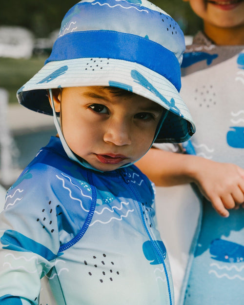 Baby And Toddlers One-Piece Long Sleeve Rashguard Blue Whale Print - H30OB15_3H156