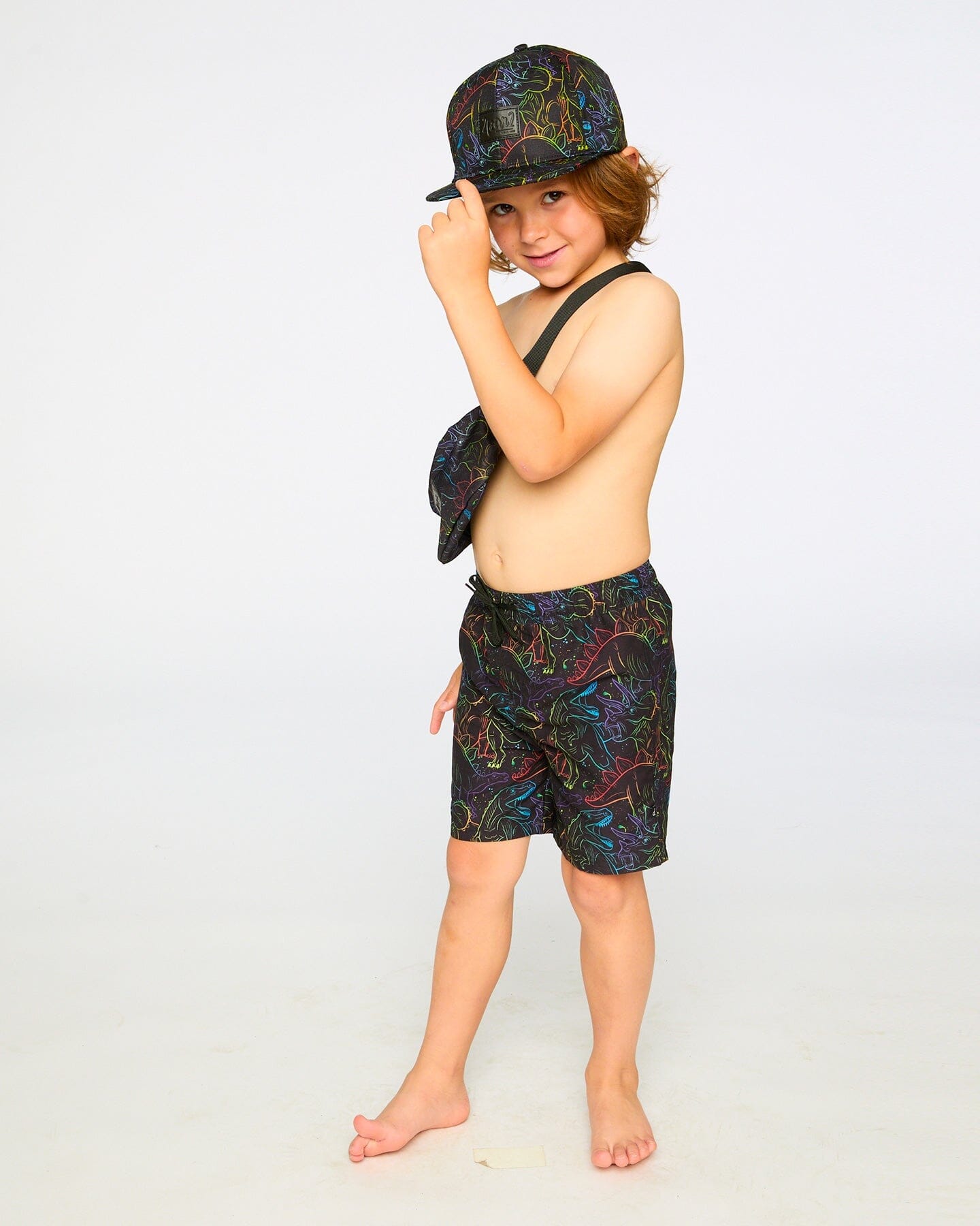 Swim Trunks Black Dinosaur Print - H30OB32_3H162