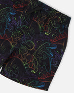 Swim Trunks Black Dinosaur Print - H30OB32_3H162