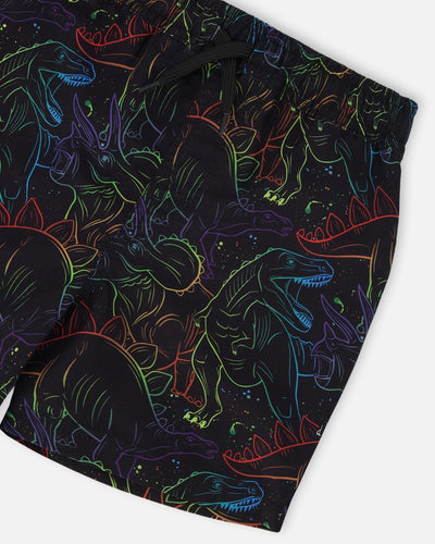 Swim Trunks Black Dinosaur Print - H30OB32_3H162