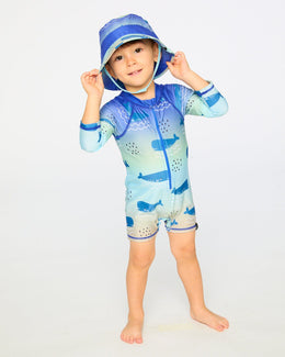 Recycled Polyester Beach Hat Blue Whale Print - H30OBC_3H156
