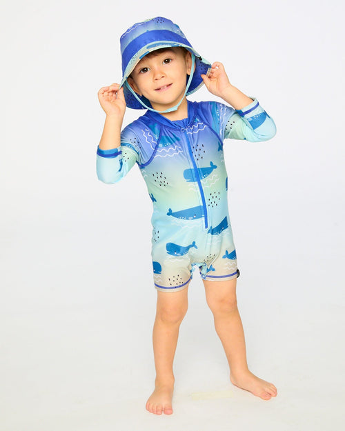 Recycled Polyester Beach Hat Blue Whale Print - H30OBC_3H156