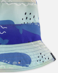 Recycled Polyester Beach Hat Blue Whale Print - H30OBC_3H156