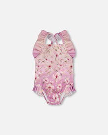 Baby And Toddler One-Piece Swimsuit Purple Flower Print - H30OG10_3H143
