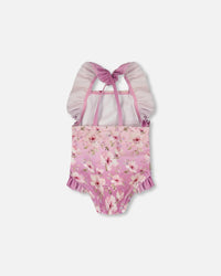 Baby And Toddler One-Piece Swimsuit Purple Flower Print - H30OG10_3H143
