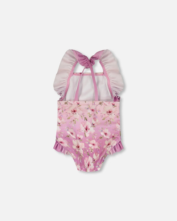 Baby And Toddler One-Piece Swimsuit Purple Flower Print - H30OG10_3H143