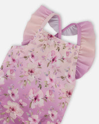 Baby And Toddler One-Piece Swimsuit Purple Flower Print - H30OG10_3H143