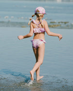 Two-Piece Swimsuit Purple Flower Print - H30OG12_3H143
