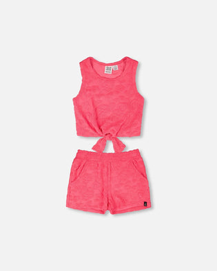 Terry Tank Top With Shorts Set Pink - H30OG13_3H186