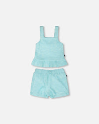 Terry Tank Top With Shorts Set Light Blue - H30OG14_3H182
